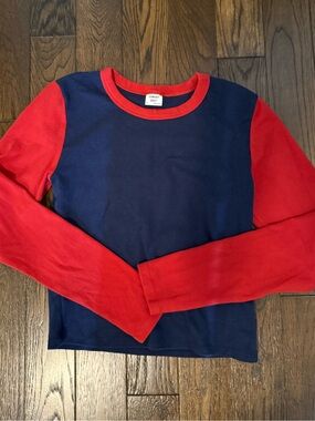 Sunday Best Aritzia BestHug Little Ribbed Long Sleeve Top M Red Navy